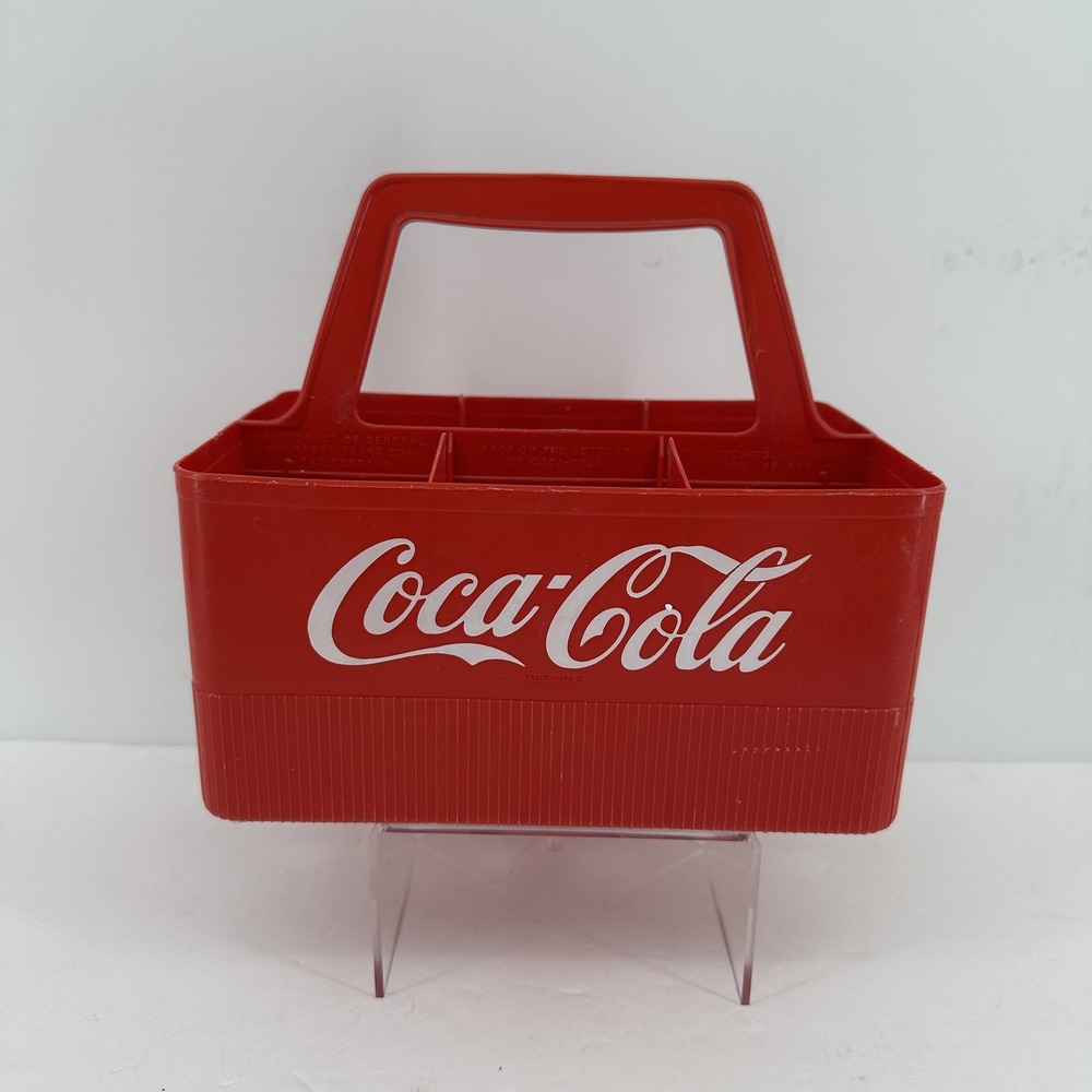 Vintage Coca-Cola Red Plastic 6 Bottle Carrier Caddy Holder USA Coke Crate